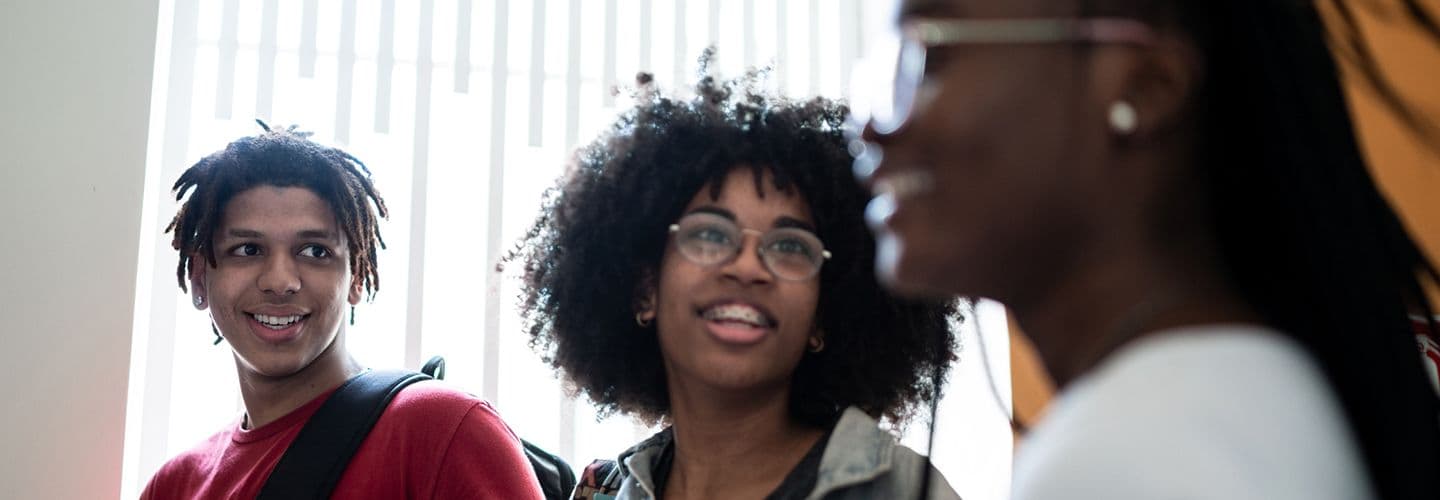 a group of students talking