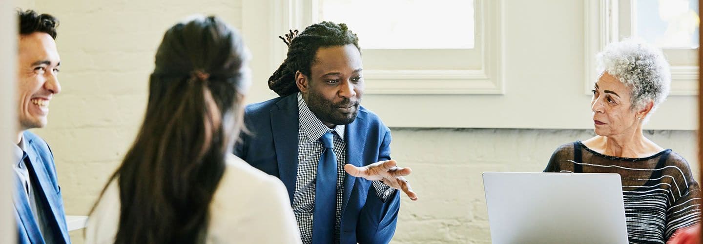 a business meeting in a conference room
